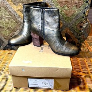 NIB Cole Haan Nike Air Cassidy Bootie in Black Metallic Zip Heeled Boots Size 8